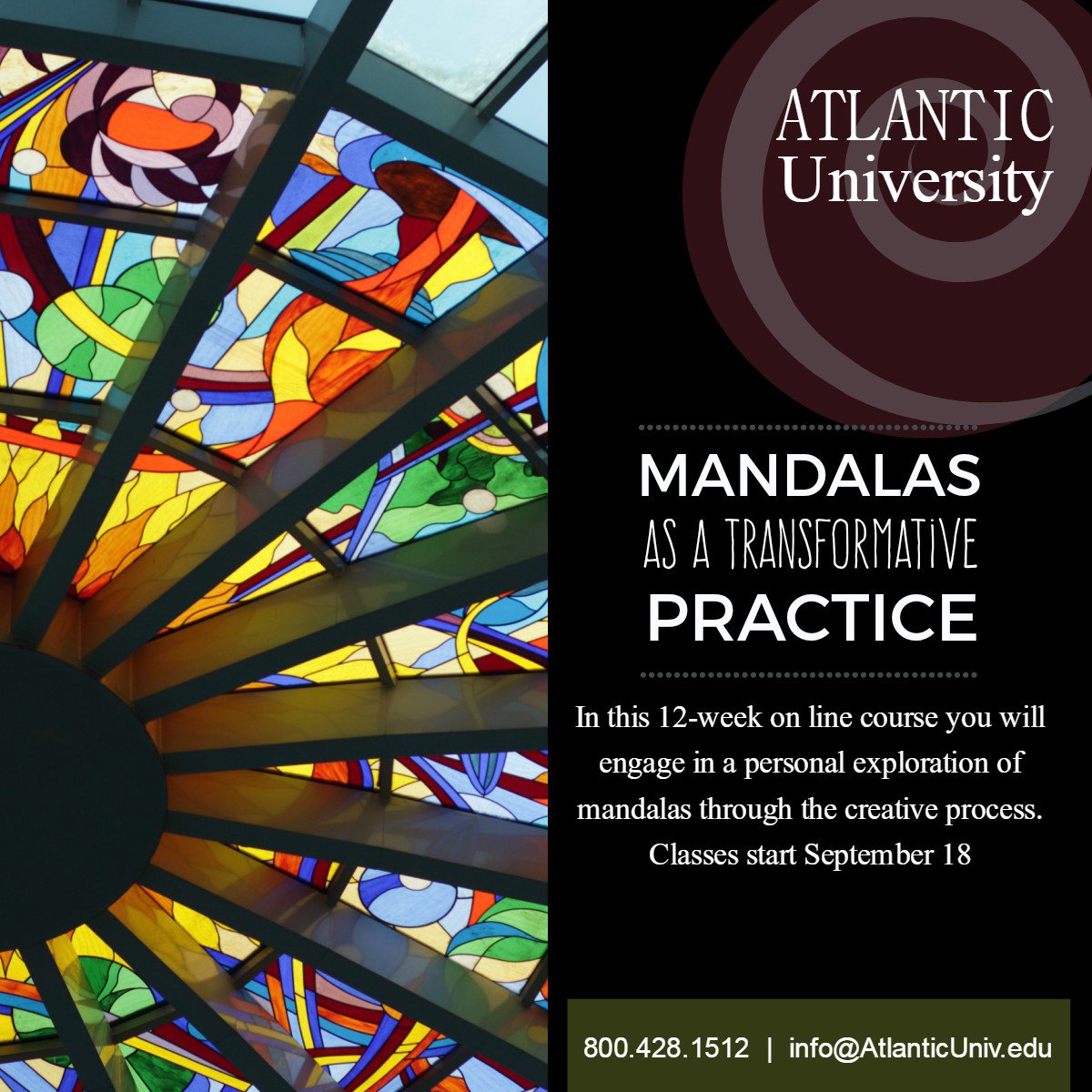 AtlanticUniv's tweet photo. Mandalas as a Transformative Practice. Classes start September 18. @AtlanticUniv  #Mandalas #arttransforma #AtlanticUniv https://t.co/otfoUZpKrV