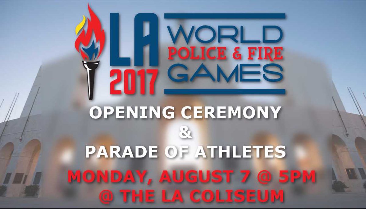 Opening ceremonies &amp; the parade of athletes will take place on Monday, August 7, at the Los Angeles Memorial Coliseum. #LAPD #LA17WPFG