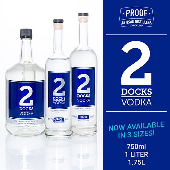 ProofDistillers's tweet photo. Our 2Docks Vodka is now available in three sizes! #2docksvodka #vodka #spirits #distillery #showusyourproof https://t.co/PGR6Qb3QGr