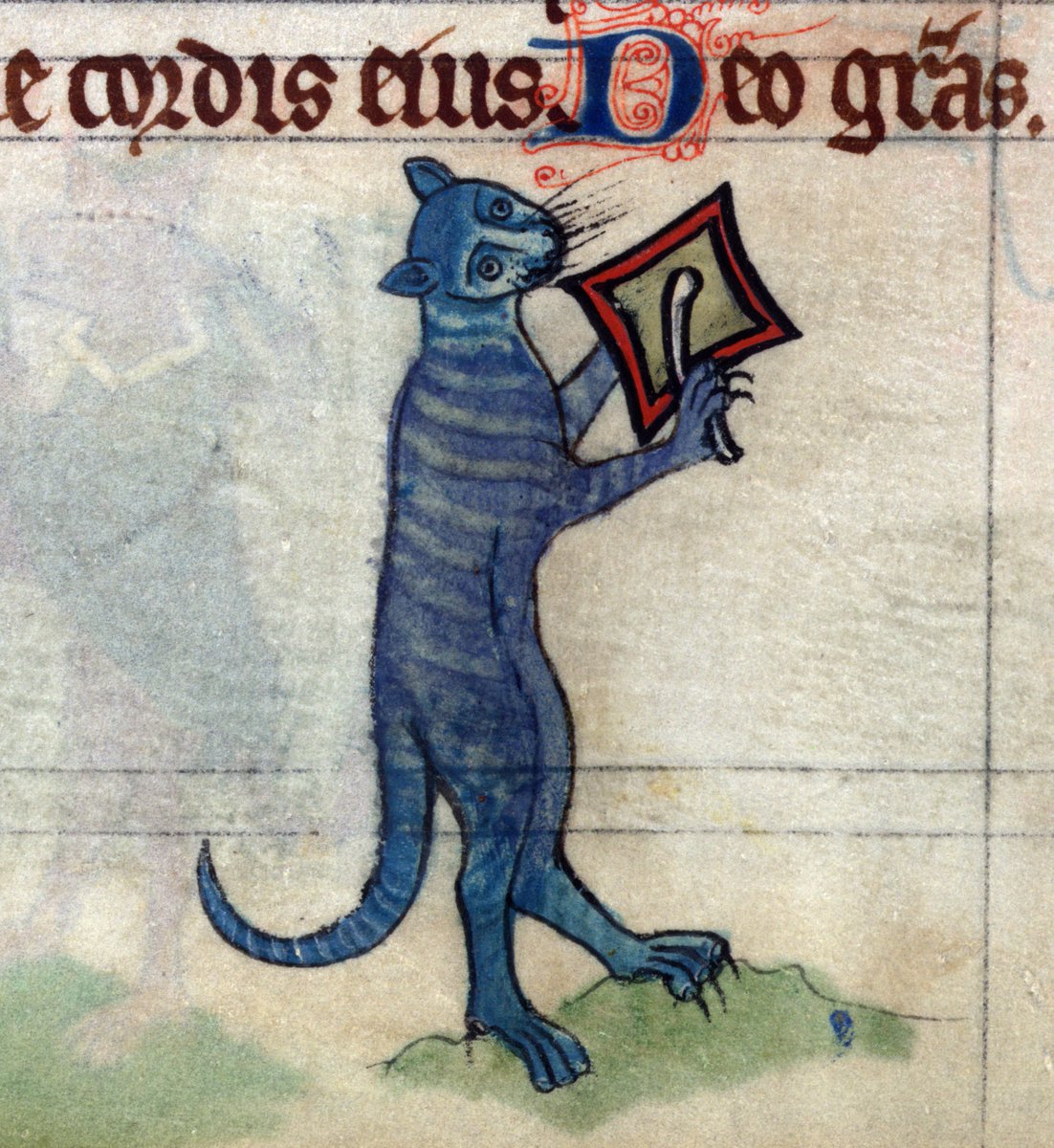 Drummer cat, book of hours, England ca. 1300 (Baltimore, Walters Art Museum, Ms. W.102, fol. 78v)