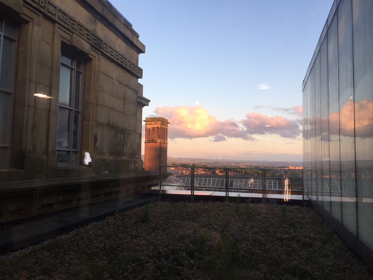 Melshimber's tweet photo. The green roof and the view from @ODEONCinemas in #OldhamTownHall has been exposed. #AsDesigned #awesome @bdp_com @capers46 @ChrissieDeee https://t.co/XGdgjbipvk