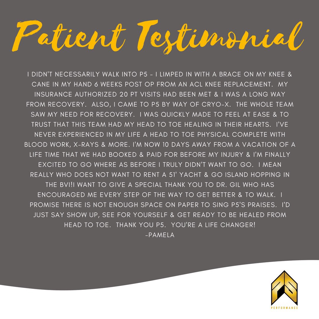 P5Performance's tweet photo. Thanks for the kind words Pam. You truly are an inspiration to everyone. We hope to continue hearing everyone's stories &amp; testimonies https://t.co/0Hw5NWhvML