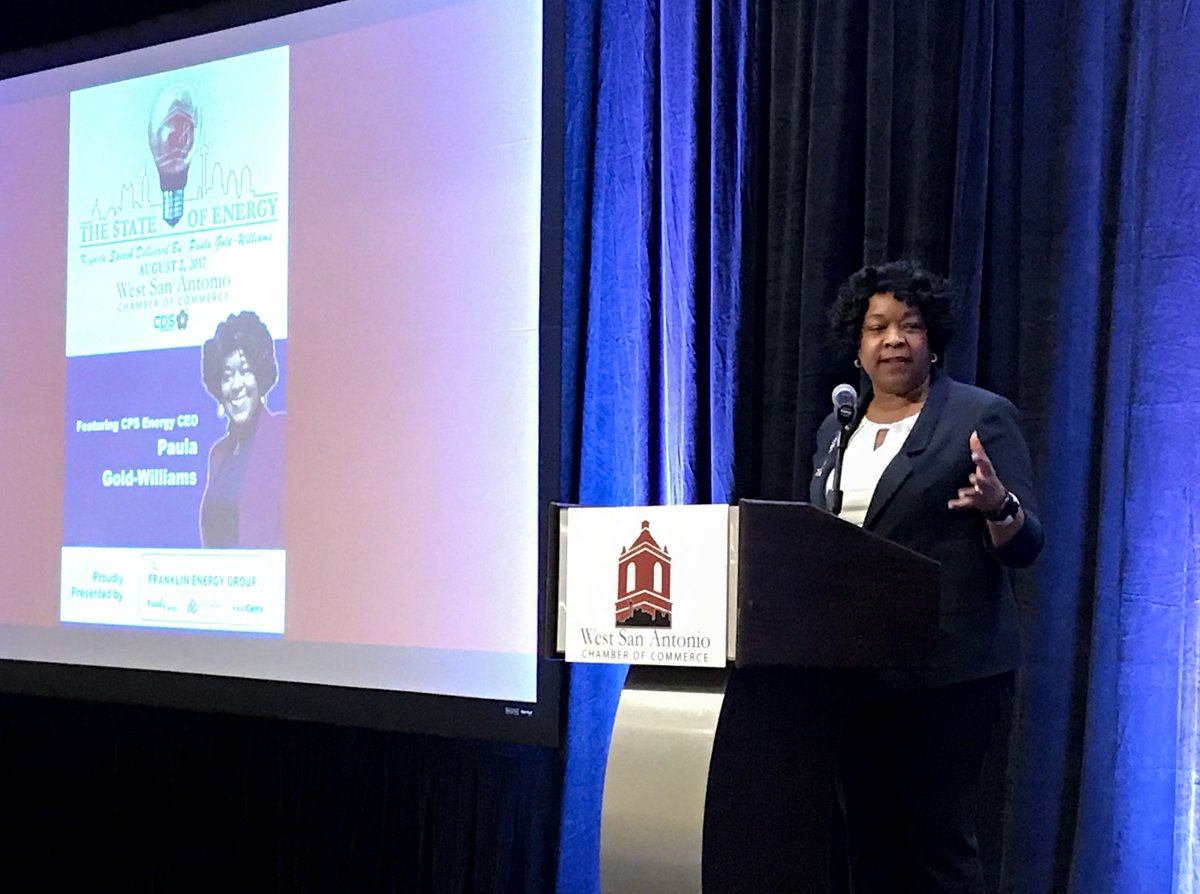 cpsenergy's tweet photo. CEO @Paula_GW #StateofEnergy update at @WestSAChamber lunch on complexities of energy industry’s changing biz model https://t.co/tTy87UF6NW https://t.co/mJmmffPSXK
