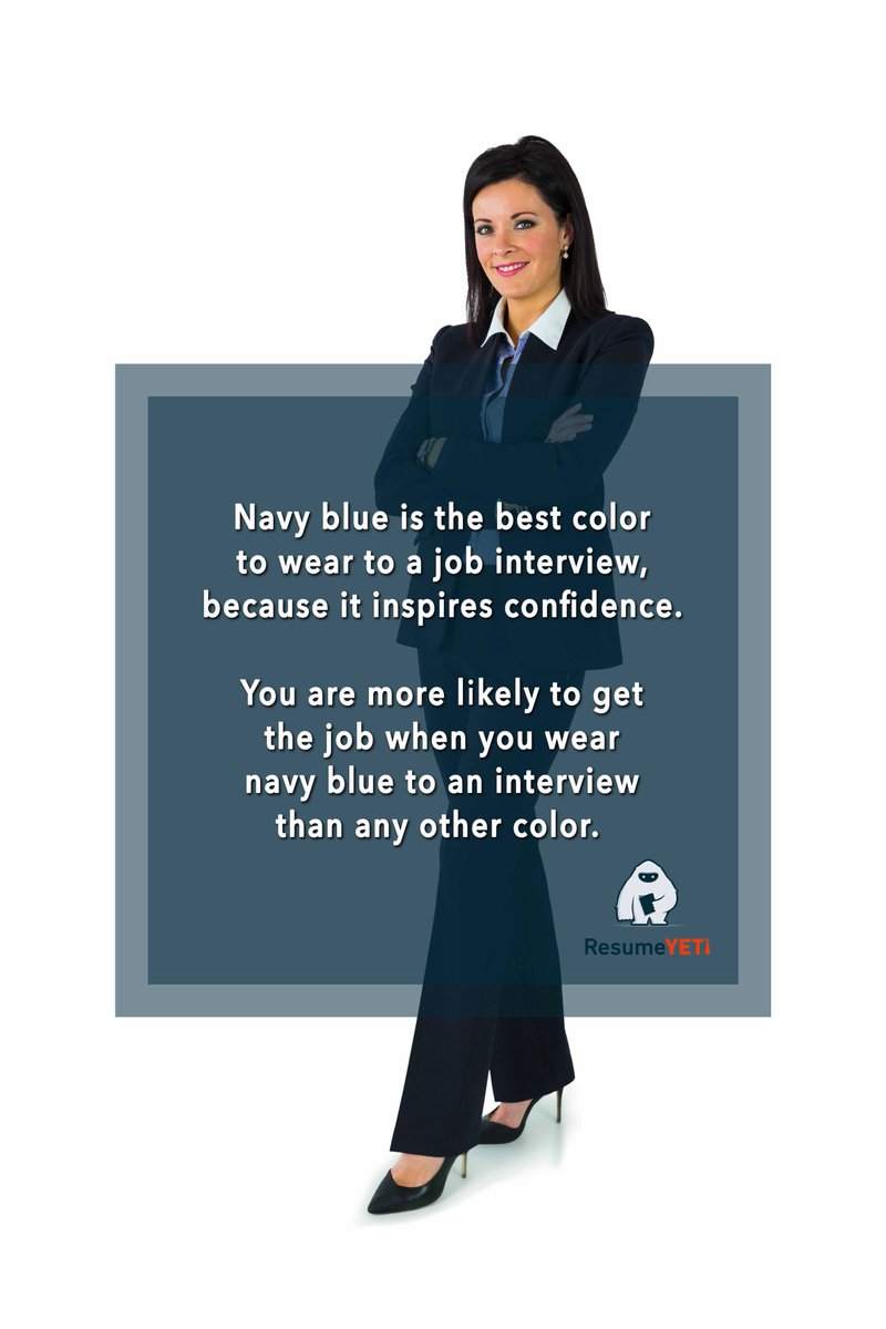 ResumeYeti's tweet photo. You are more likely to #landthejob if you wear #navy than any other color! #dressforsuccess #results #gethired #InterviewTips #interview https://t.co/ZBZewJHTHe