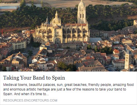 encoretours's tweet photo. Dreaming of amazing performance tours and great Spanish beaches ππΆ https://t.co/a9uB8zqRU8 #performancetours #band #bandtrip #musiced https://t.co/F6D6eU89EA