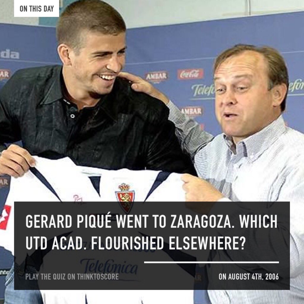 thinktoscore's tweet photo. Gerard Piqué saw his career flourish outside the United academy. So did a lot of other great players, quiz here: https://t.co/hzN2XFoSIo https://t.co/evOKFEAhQa