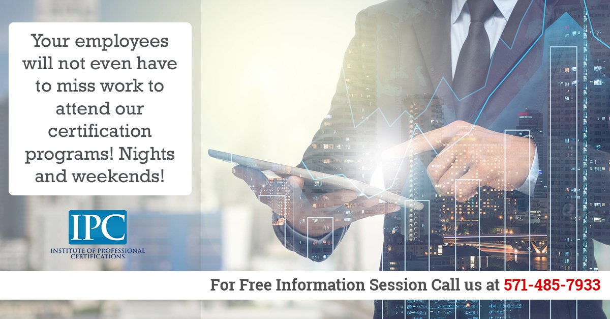 IPC_Training's tweet image. Your #employees will not even have to miss work to attend our #certificationprograms ! Nights and weekends!ipc.school