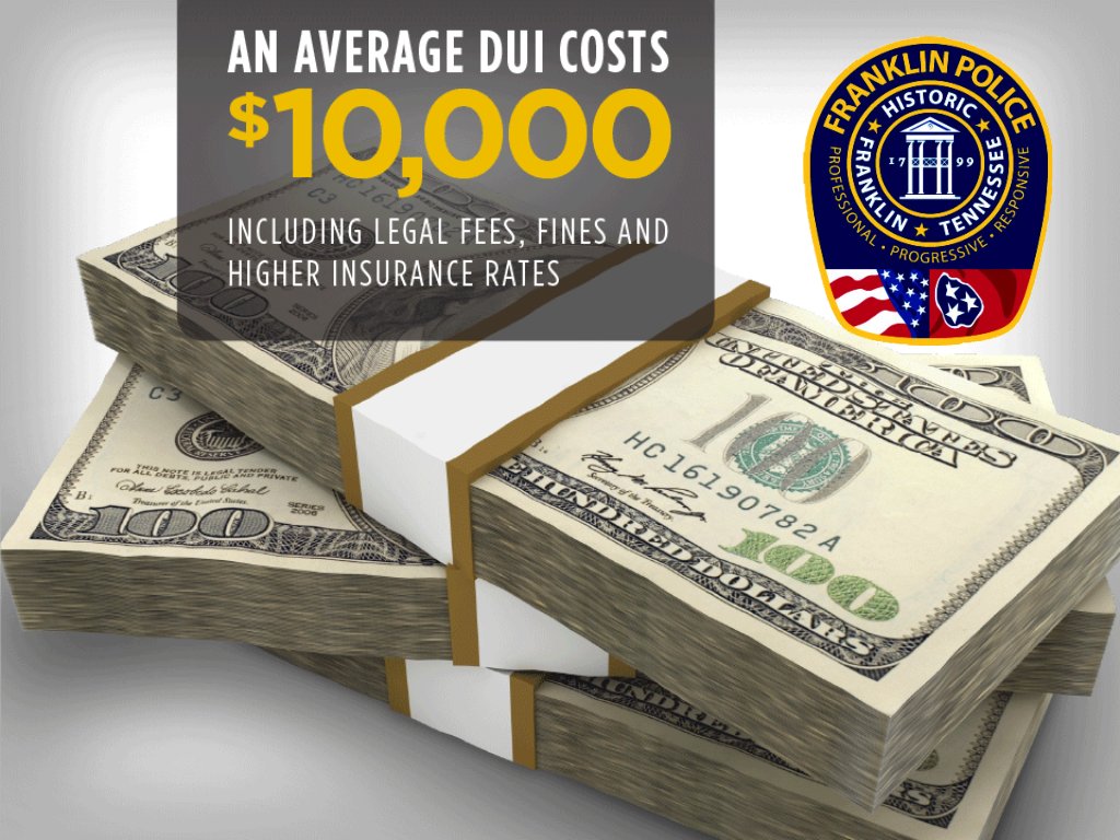 FranklinTNPD's tweet photo. DUI: The $10,000 ride home. DUI saturation patrols starting now. #BoozeItAndLoseIt https://t.co/HCSH8G6hLU