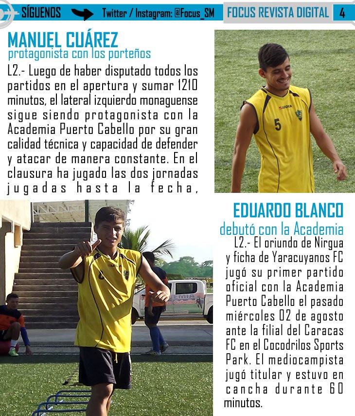 luisenvzla's tweet photo. Focus Revista Digital 🎯🔥
Edición 6 | Pág. 4
Manuel Cuárez (@manucuarez)
Eduardo Blanco debutó con la Academia https://t.co/tFKuDkPaBJ
