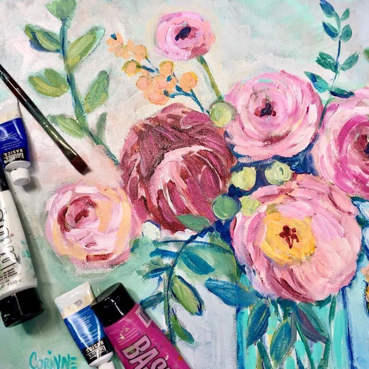 CorinneHaig's tweet photo. #painting with #acrylic in an #abstract style. #wallart #homedecor #artist #bohostyle #stilllife #artlicensing #paintedflowers #liquitex https://t.co/nfi2G0k0fQ