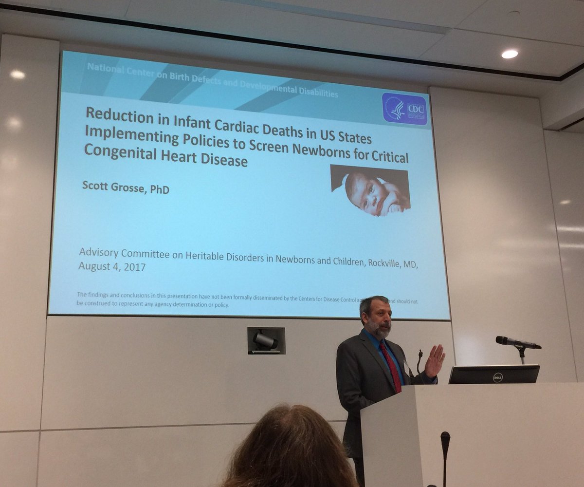 newbornfdn's tweet photo. @CDCgov Economist presents data showing 33% reduction in deaths after universal #newbornscreening for heart defects. #advocacy #CHD https://t.co/XMZej7aKeF