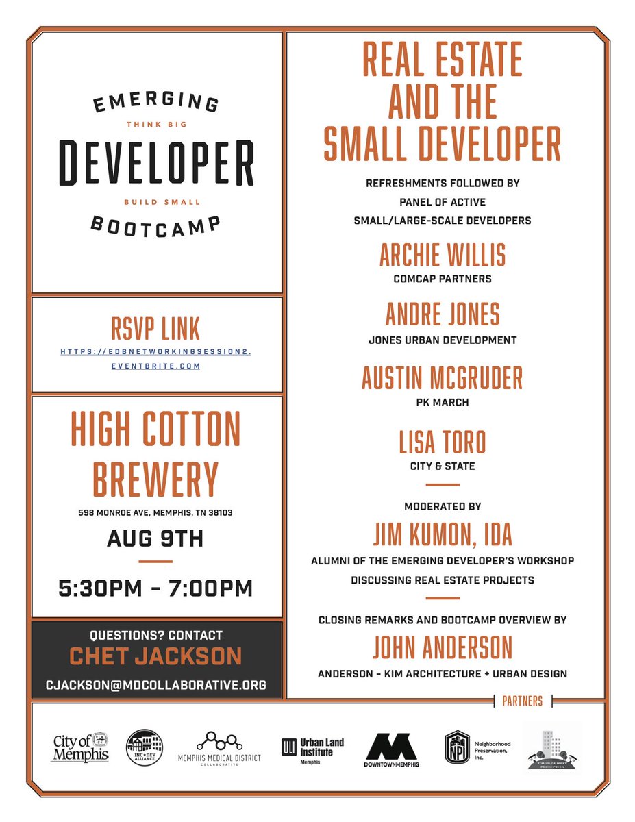 NPIMemphis's tweet image. Next Wednesday there&apos;s another opportunity for #EmergingDevelopers to meet up and discuss ways to #RevitalizeMemphis