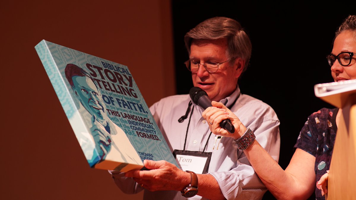 nbsint's tweet photo. We honored the lifetime of groundbreaking biblical storytelling work from Tom Boomershine with a commissioned piece from @Zerflin.

#FG17 https://t.co/tQvuv79lQU