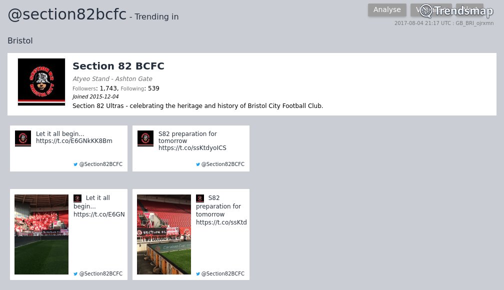 TrendsBristol's tweet image. Section 82 BCFC, @section82bcfc is now trending in #Bristol

trendsmap.com/r/GB_BRI_ojrxmn