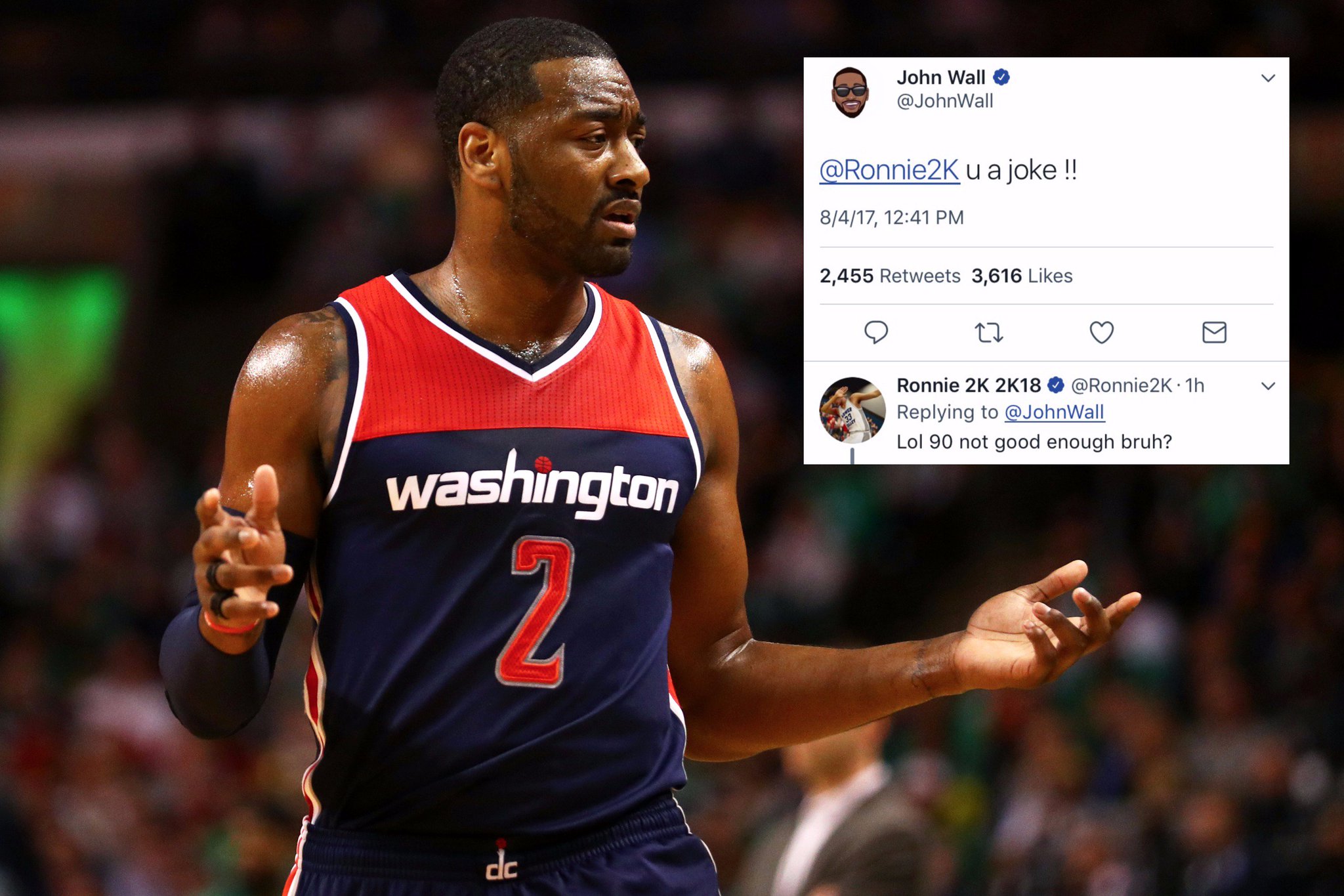 “John Wall doesn't seem too happy about his 2K rating 👀 https://t...