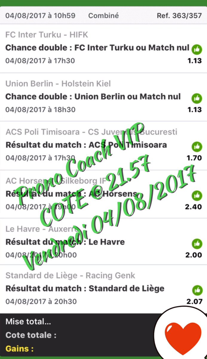 Pronocoach1's tweet image. PRONO COACH VIP

FOOT @ 21.57 ✅

Tous nos MISSILES sont disponibles uniquement sur notre VIP

#ParionsSport #TeamParieur #MortalCombo