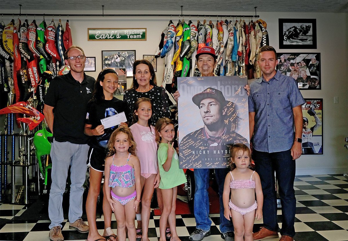 OboroLiving's tweet photo. We presented @NickyHayden family members with a $3,600 check from the special edition magazine proceeds to go toward Nicky's memorial fund https://t.co/TCDnPM1bL0