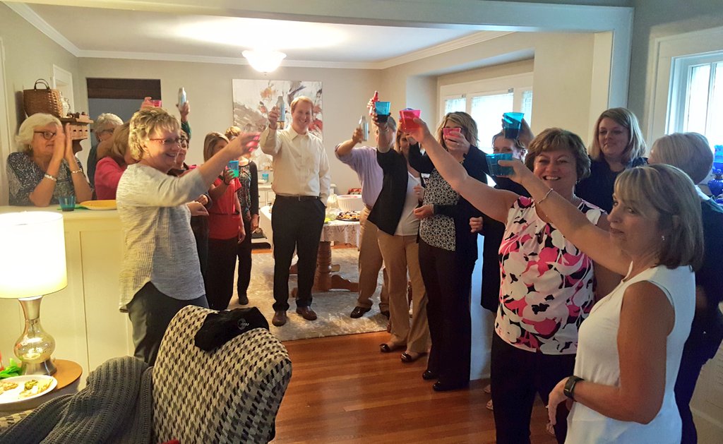 IUHealthECR's tweet photo. "It takes a village!" And tonight our Magnet journey village celebrates submitting our application &amp; documentation. @IUHealthTeam #cheers! https://t.co/pGbJEMIPxO