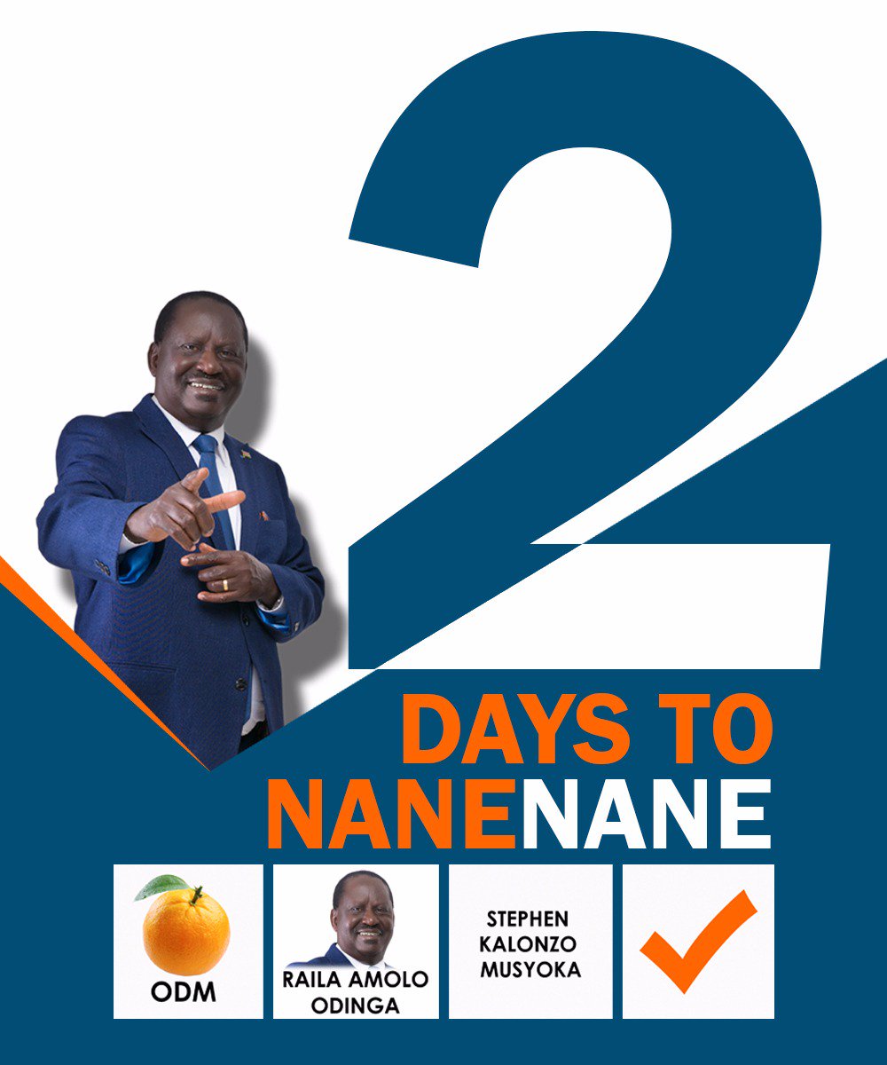 RailaOdinga's tweet photo. Dear Kenyans, we are so very close to the big Day, let's keep marching on! #NaneNane https://t.co/nEr5DtWQmY