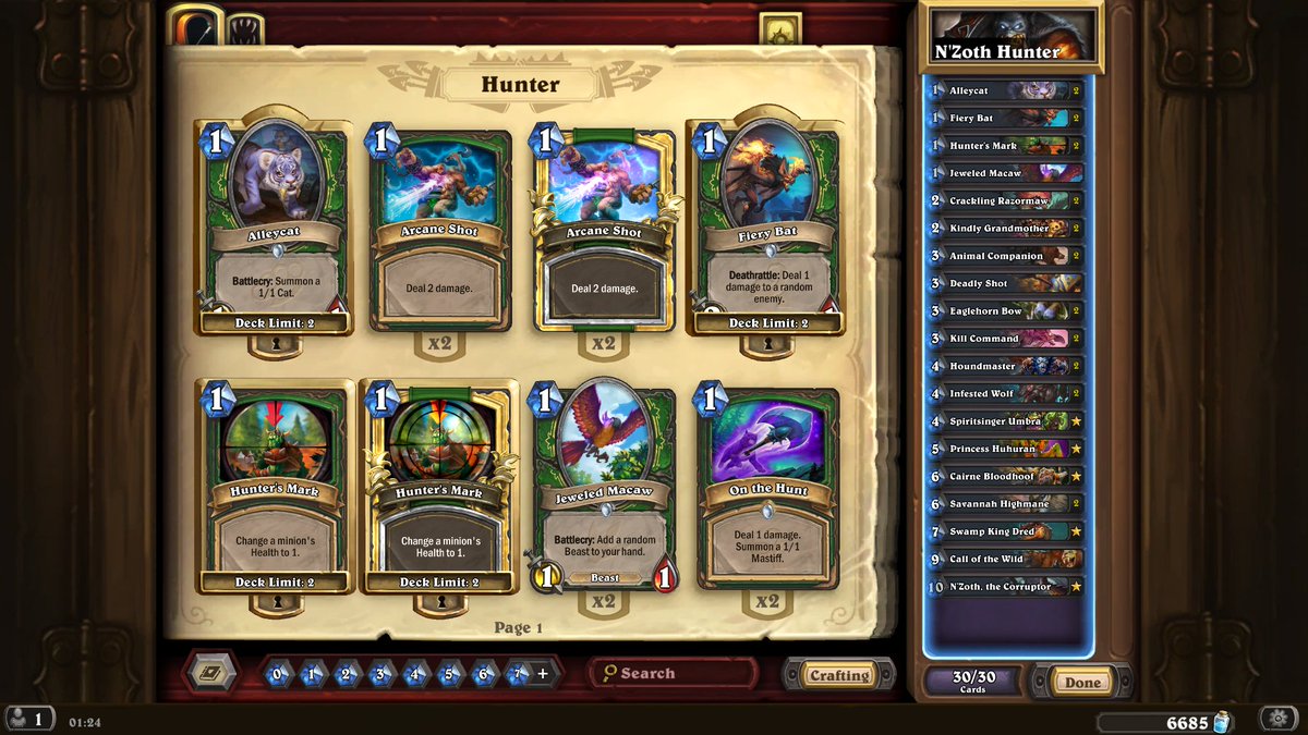 007mnbb's tweet photo. @Omnislash @firebat N'zoth midrange hunter. A few greedy options plus some early drops to curve out. https://t.co/pdCOirPUIb