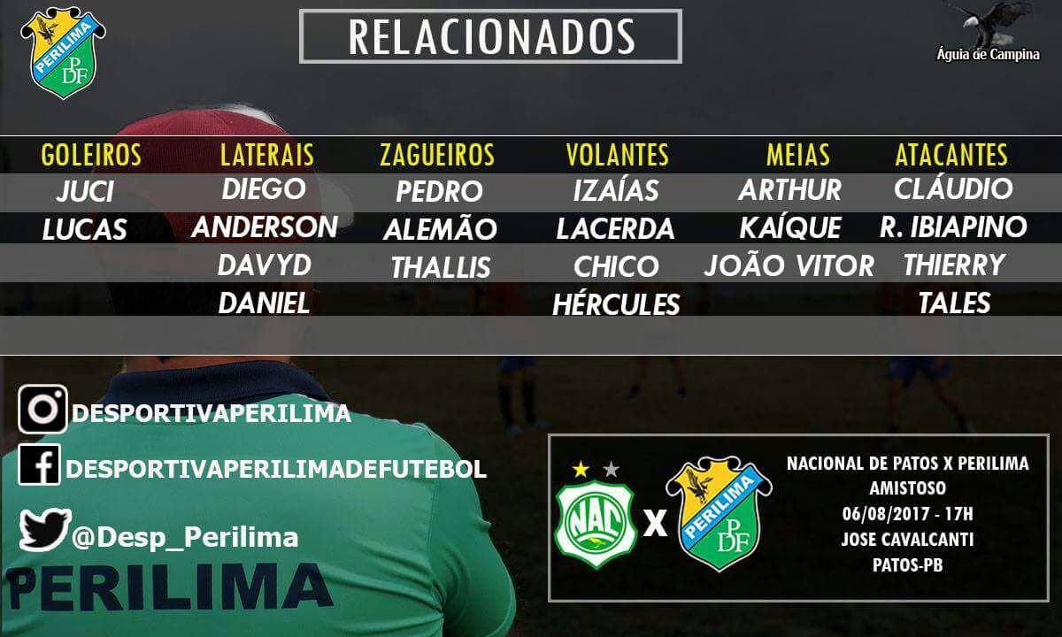 Desp_Perilima's tweet photo. Comissão Técnica divulga lista dos relacionados para o amistoso de Domingo... https://t.co/2OuG0RiY0l
