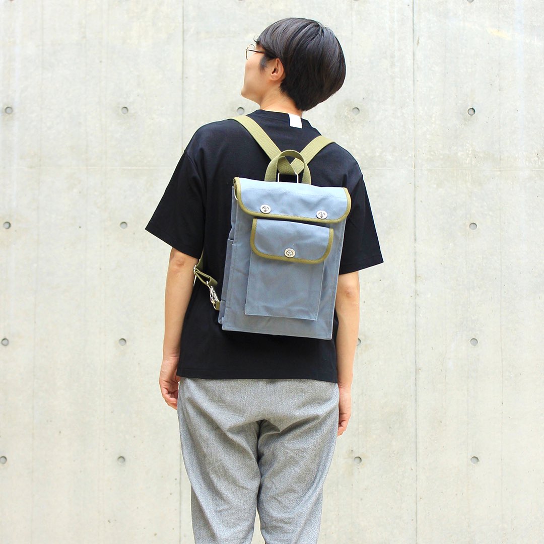 一澤信三郎帆布 リュック 青ねず✖️オリーブ