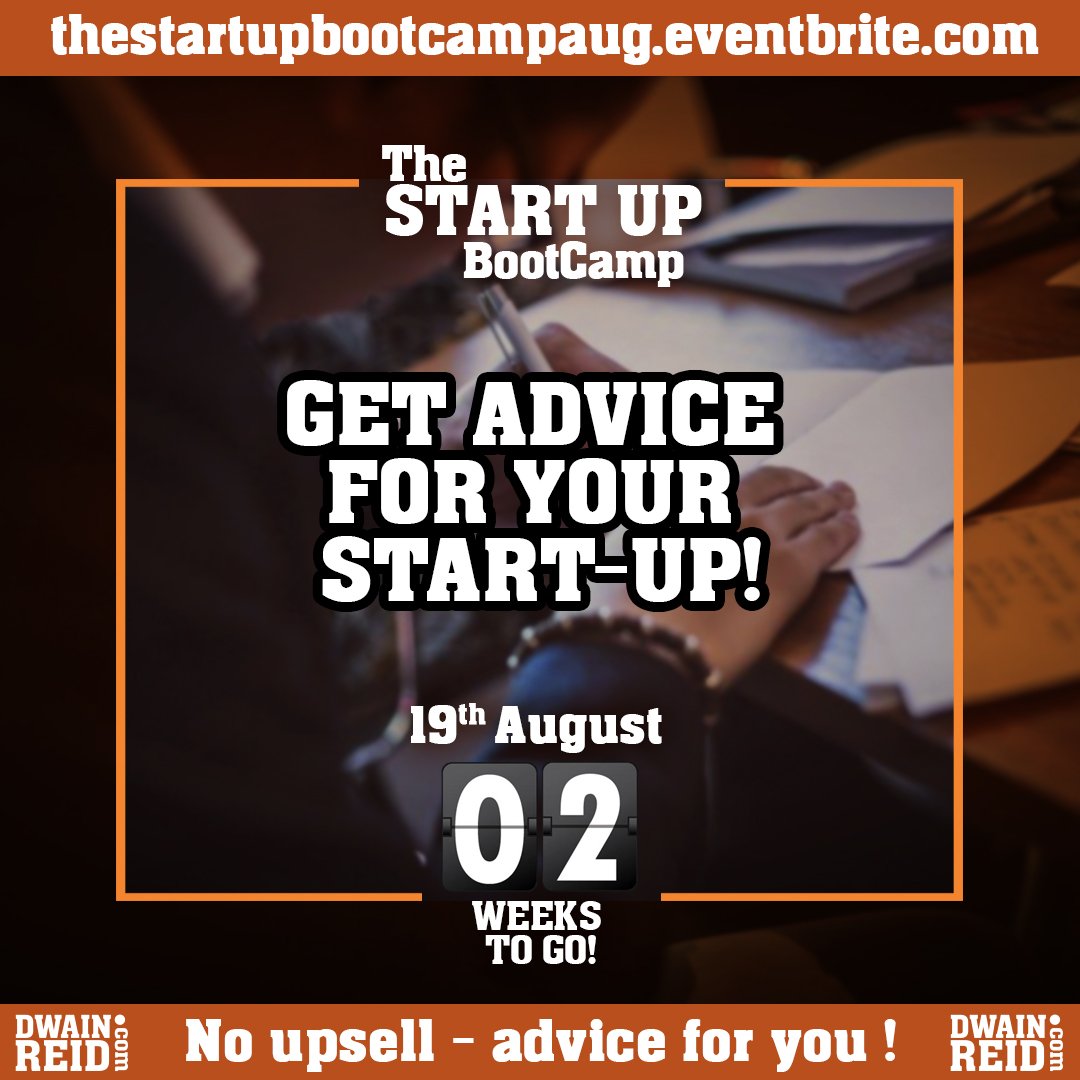 "It shortcuts miles of natural mistakes taken by entrepreneurs". 2 weeks to go. Book a place @ The Startup Bootcamp
thestartupbootcampaug.eventbrite.co.uk