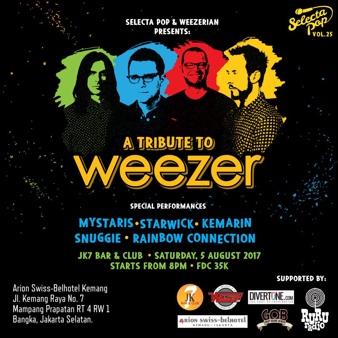 Jangan lupa, nanti malam, datang bersama kawan, jangan sungkan jangan segan! #weezerian #weezer #tribute