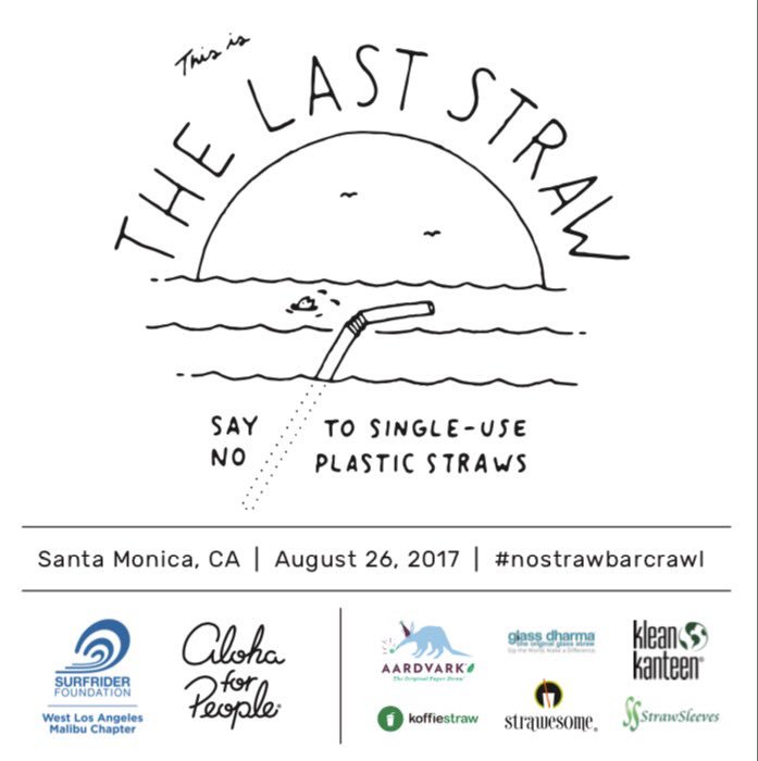 Sign-up for INAUGURAL #NoStrawBarCrawl in Santa Monica on 8/26 and get Limited Edition t-shirt from <a href="/alohaforpeople/">Aloha for People</a> bit.ly/SurfriderNoStr…