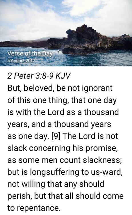 2 Peter 3:8-9 KJV
But, beloved, be not ignorant of this one thing, that one day is with the Lord as a thousand yea...tbibl.es/6bWY