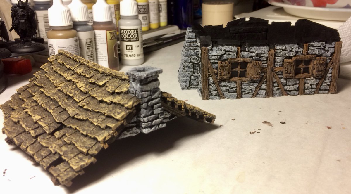 TableTopDave's tweet image. Only 1/3 done painting Tabletop World's Cottage II and I see it's the best, most detailed, terrain I've ever encountered.