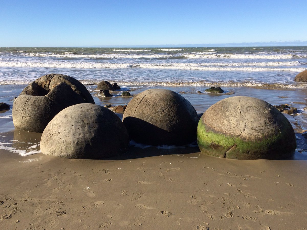 millfieldNZ_17's tweet photo. A brief stop off at Moeraki Boulders on route. https://t.co/6tmsSbCVB4