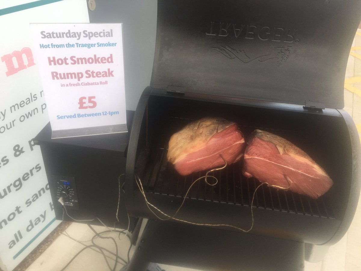 chefsbutcher's tweet photo. Today we shall be smoking 36 day dry aged rump steak in the @TraegerGrills 🔥 🔥 🔥 for lunchtime service 12=1pm https://t.co/AXzLeEhhsJ