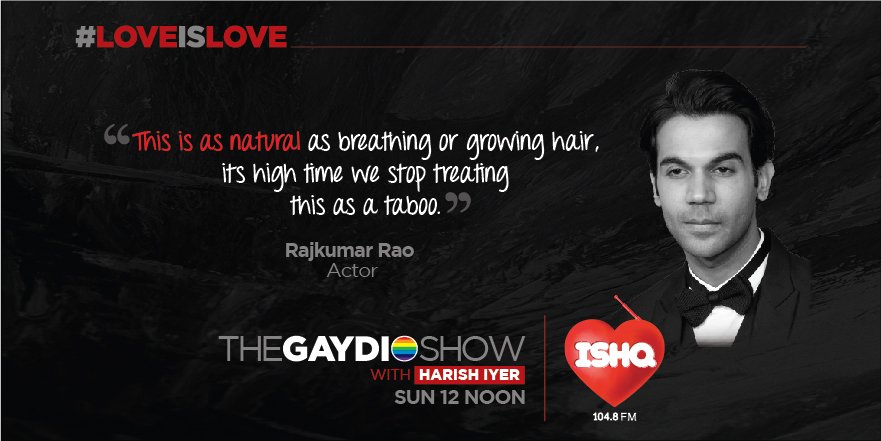 IshqTakOfficial's tweet photo. .@RajkummarRao adds some more power to #TheGaydioShow hosted by @hiyer! Tune in to ISHQ 104.8 FM, every Sunday at 12 PM. https://t.co/bBObFsBHqR