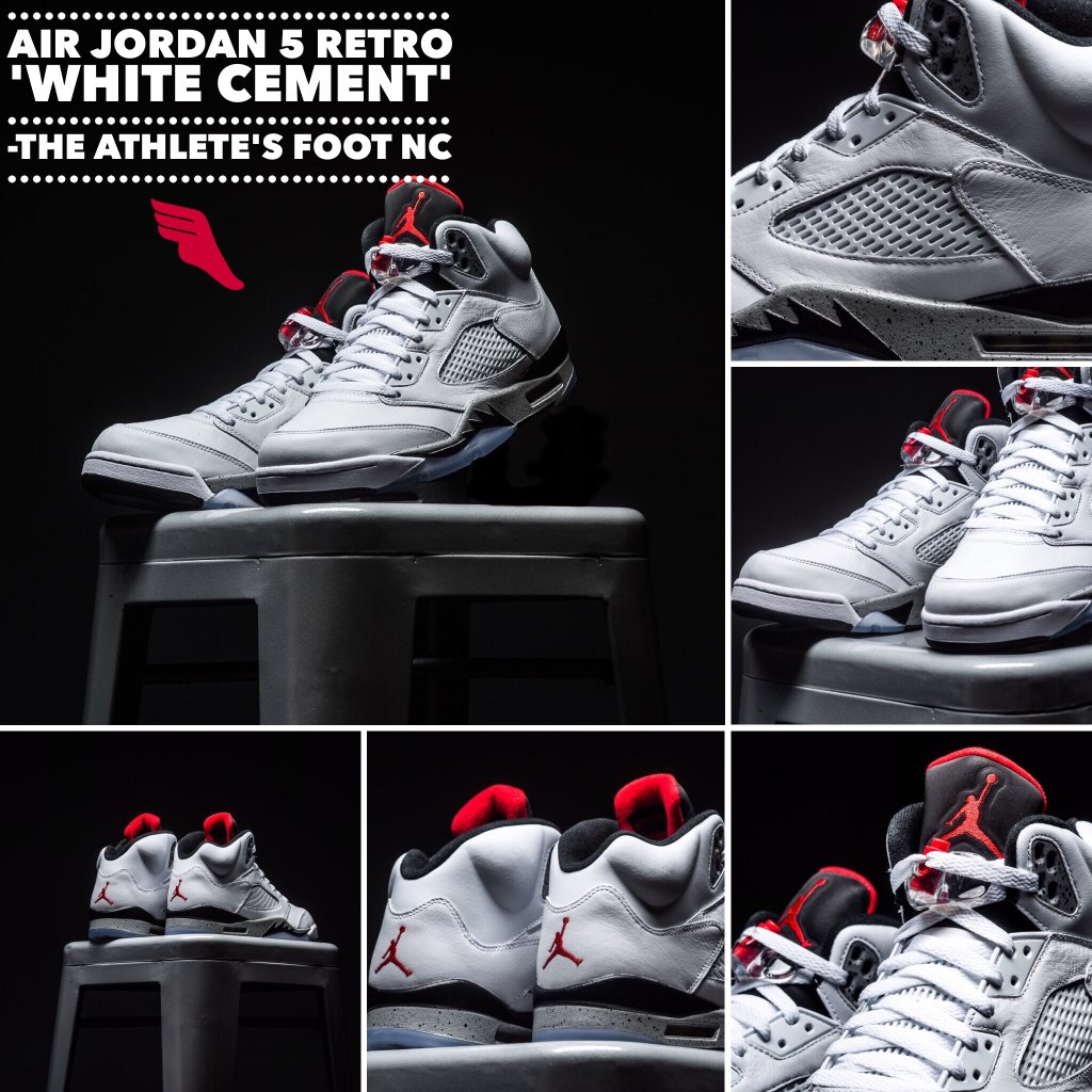 jordan 5 white cement on feet