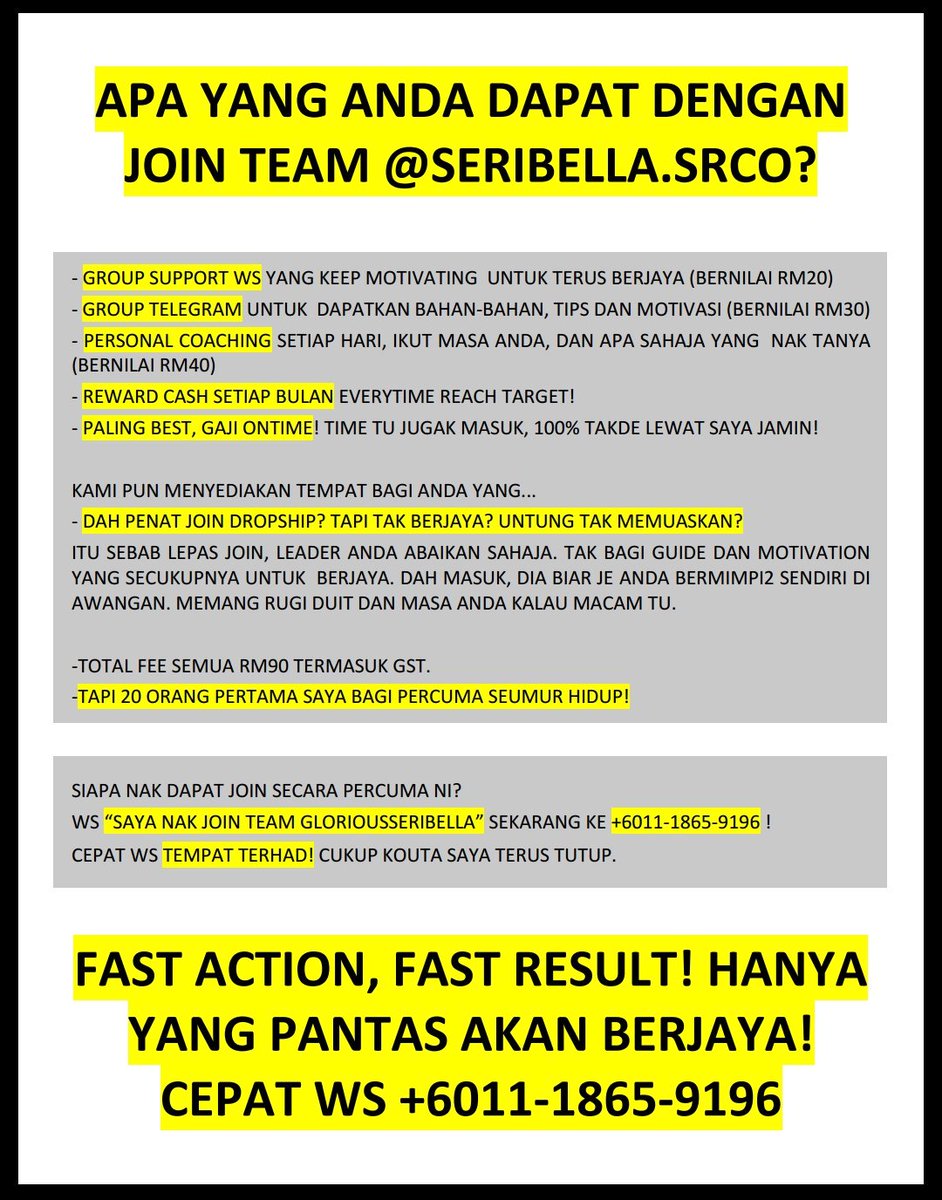 seribella_srco's tweet photo. Sampai bila nak hidup tersepit?
Sampai bila nak hidup cukup makan?
Bila nak gemukkan dompet uolls tu?
Jom, saya bukak tawaran lagi sekali! 😉 https://t.co/u4jiOl29X4