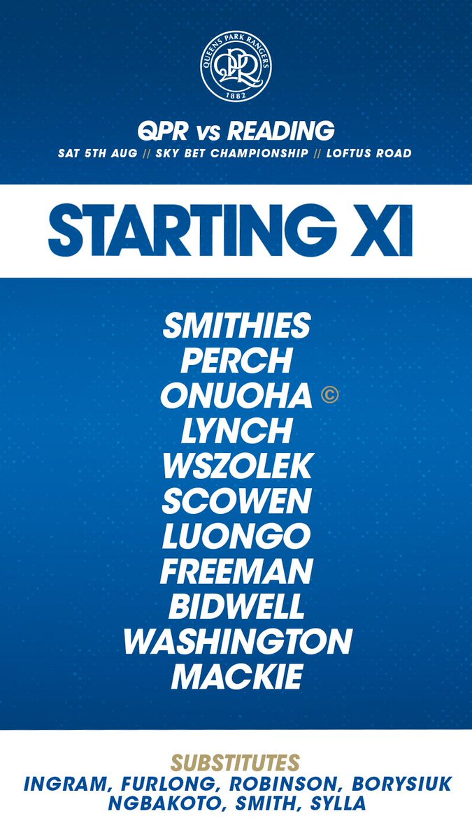 QPR's tweet photo. 📝 The #QPR team is in!

Visit the #QPRvREA matchday centre for more: https://t.co/1tR9Pi4NvC https://t.co/u3C8xpr8UI