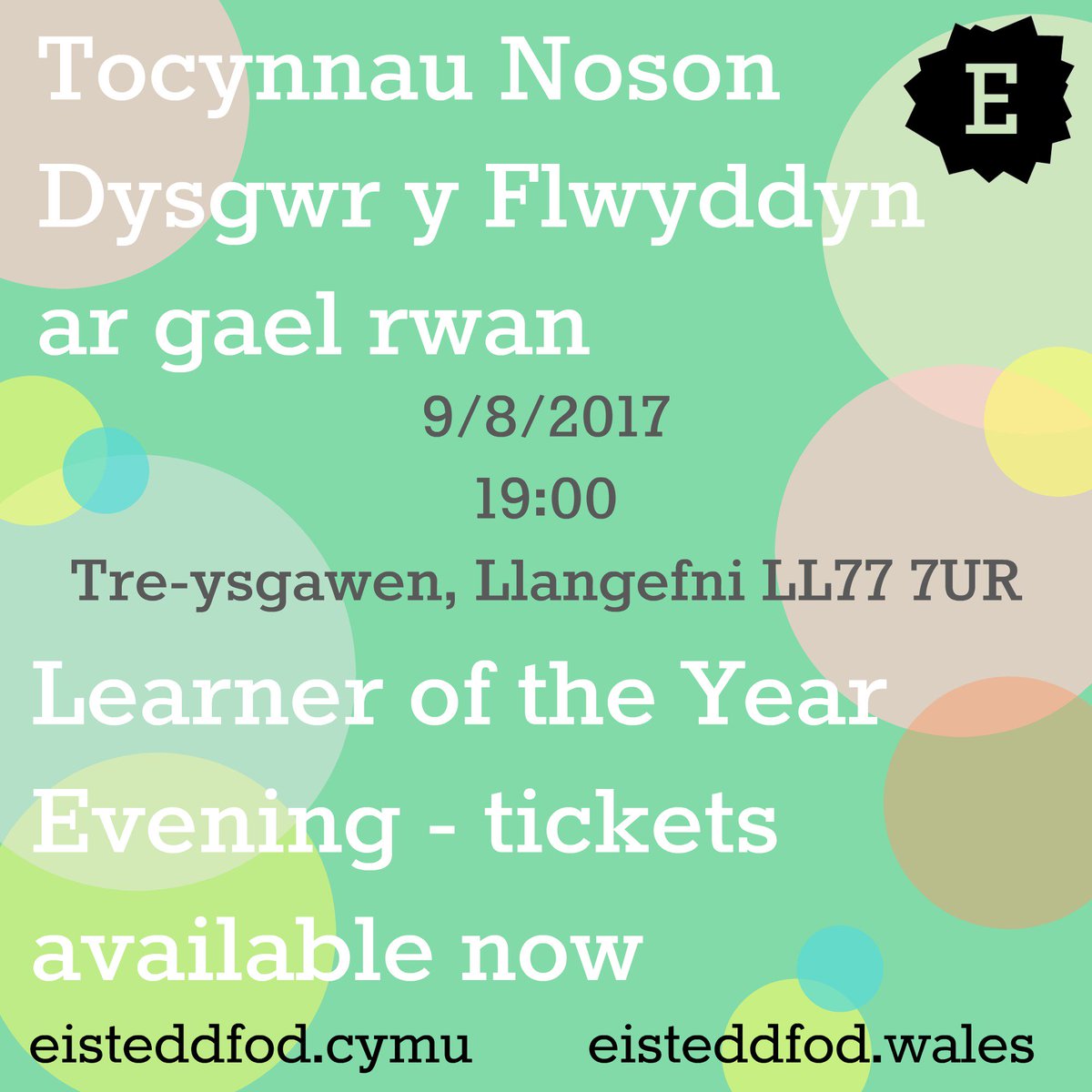 Rhai tocynnau dal ar gael - cyntaf i'r felin!
Some tickets still available -be quick! bit.ly/2tes1HI #dysgwryflwyddyn