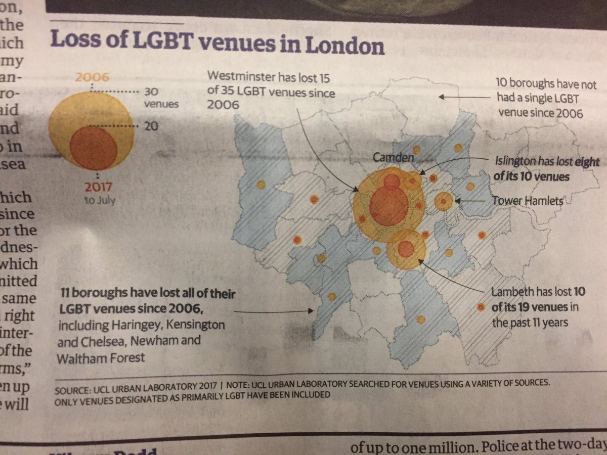 Map charting the loss of LGBT venues in London
