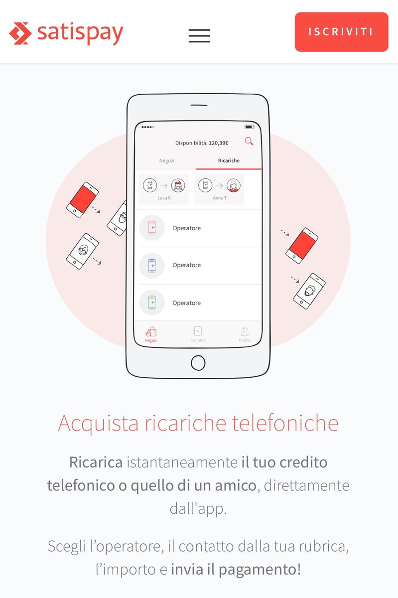 RobertaCalle's tweet photo. La comodità di @satispay nei pagamenti da #smartphone e' il 🔝
Ora si possono fare anche le ricariche al telefono! 💶📲#doitsmart 
🚀#startup https://t.co/Ln4j6jI0xn