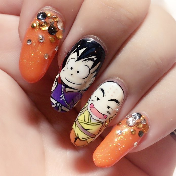 Koririo Nail Pa Twitter 久しぶりに自分の爪スカルプつけたー 何故かドラゴンボールww この時の悟空とクリリンがめっちゃ可愛い 痛ネイル
