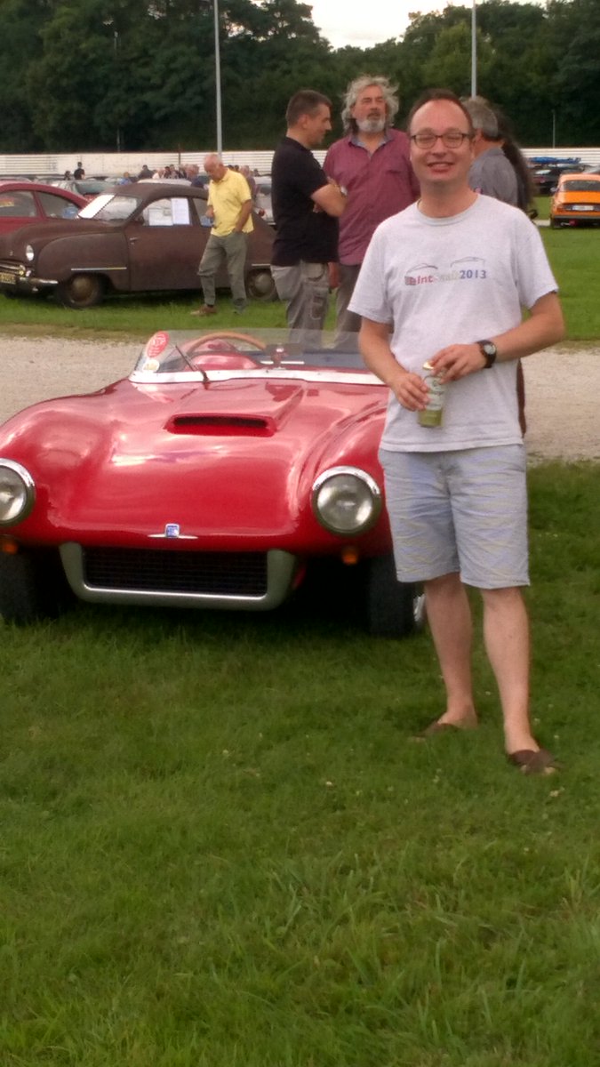 AdnamsHarleston's tweet photo. Me in front of one of the rarest #SAAB's on the planet, the #Sonett 1 of only 6 built, at this years #intsaab in #germany & a #Bitburger! https://t.co/Gryn3bYHhm