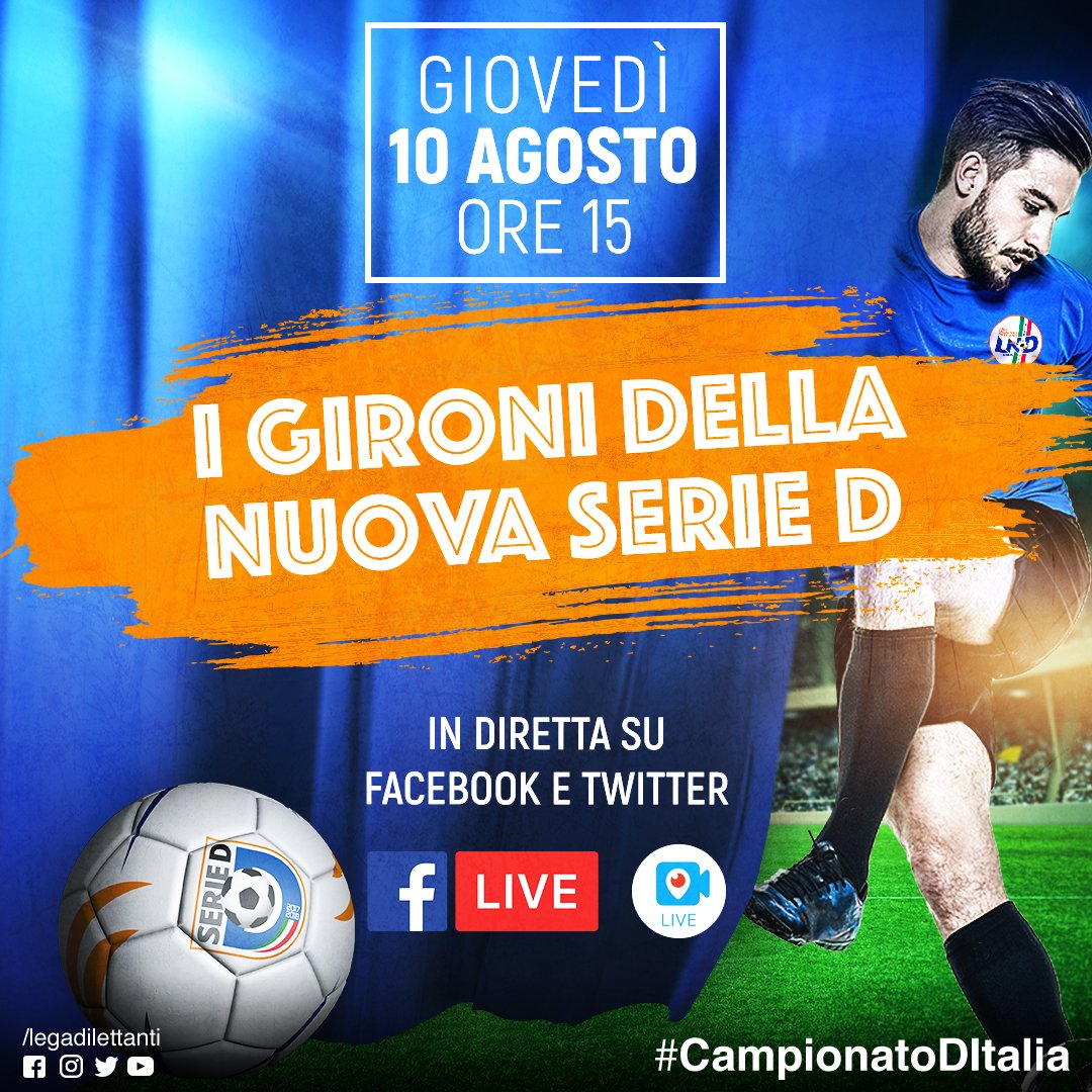 ⬇️🔔 SAVE THE DATE 🔔⬇️

📅📡📺 I gironi della nuova #SerieD in DIRETTA su Twitter giovedì 10 agosto alle 15!

#CampionatoDItalia