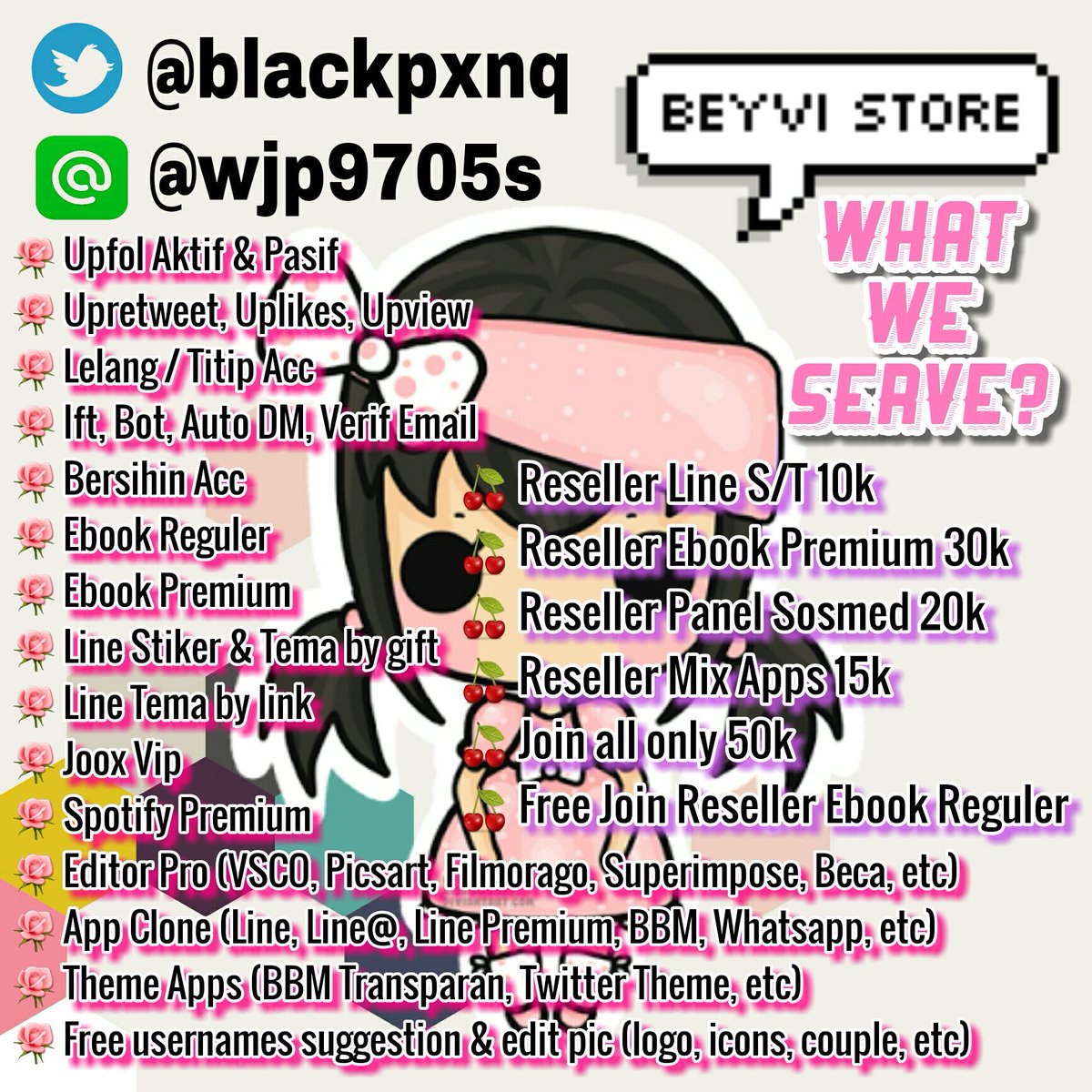 blackpxnq's tweet photo. Hai hai buat kamu yg ingin nambah jajan ^-^ 
Join grup reseller panel all medsos yuk, only 20k, bonus saldo panel 5k. https://t.co/Sc8C2lTZ9H