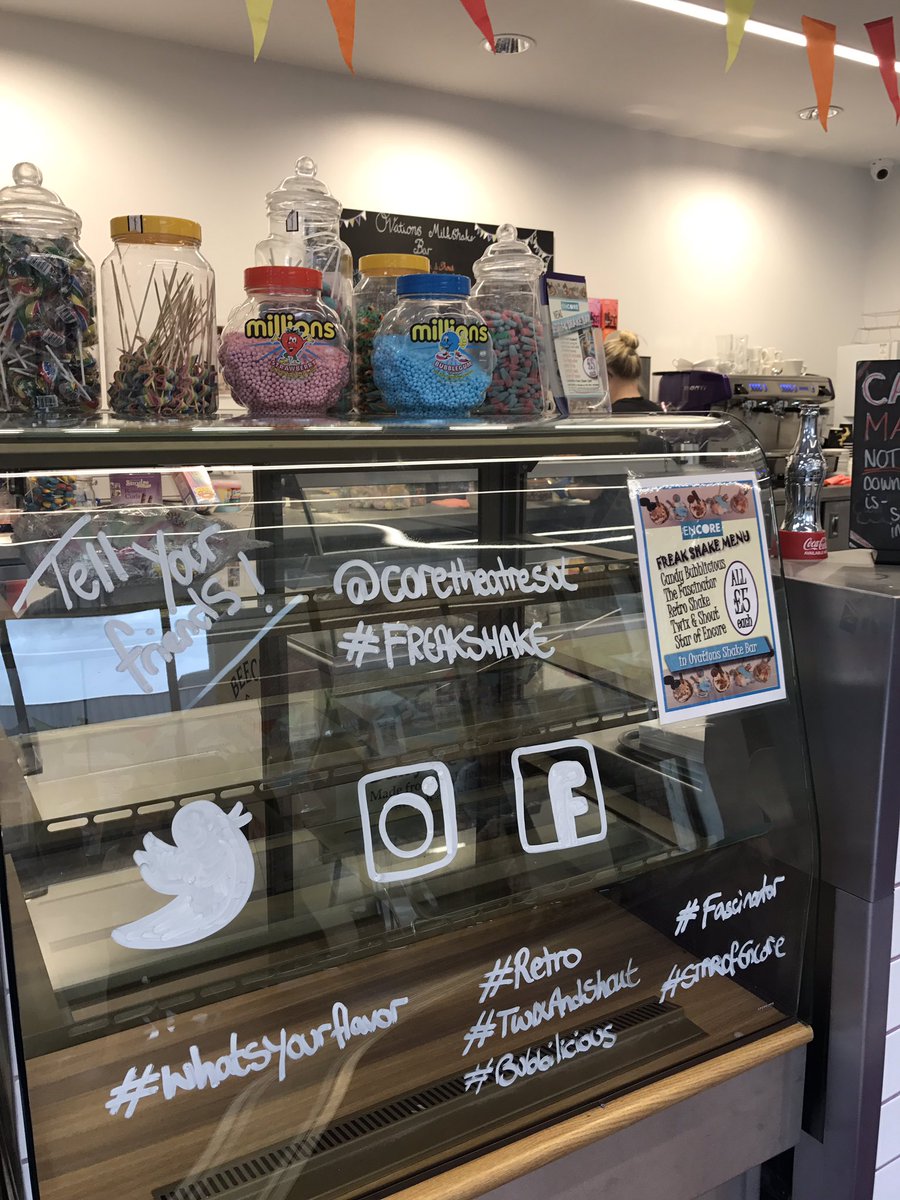 AndrewExeter's tweet photo. Come get your #Freakshake on @coretheatresol 🍡🍡🍡🍡🍬🍬🍦🍧🍥#WhatsYourFlavor #Retro #Bubbilicious #StarOfEncore #Facinator #TwixAndShout https://t.co/uNzKrfO5Gg