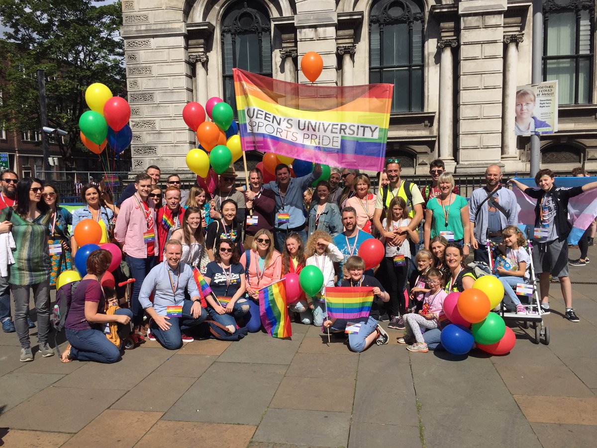 The <a href="/QueensUBelfast/">Queen's University</a> students, staff &amp; families at <a href="/belfastpride/">Belfast Pride</a> today #Pride2017