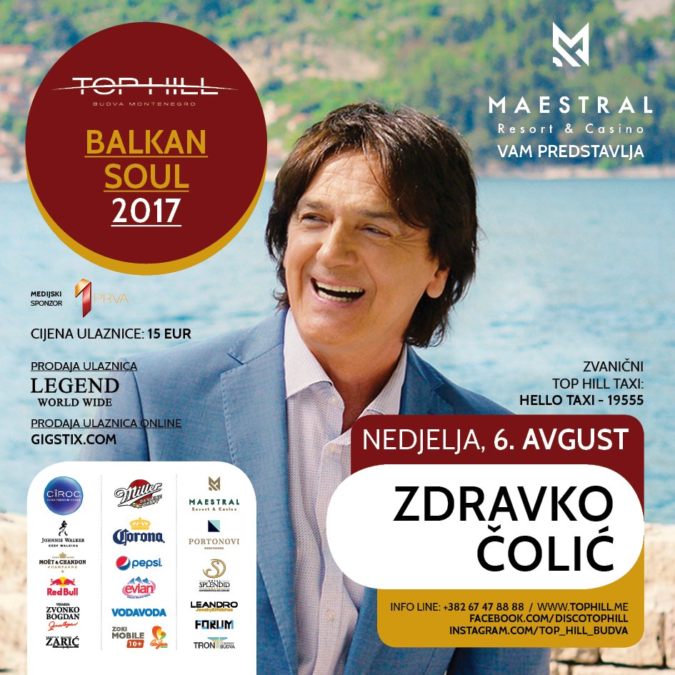 BudvaNocu's tweet photo. [NAGRADNA IGRA] TOP HILL Budva i portal Budva Noću vas vode na koncert Zdravka Čolića, u nedelju 06. avgusta. https://t.co/8VuYdpu2fP https://t.co/6xabuyicfr