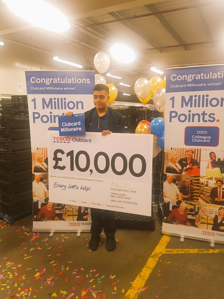 Congratulations to Anish on becoming one of only 10 colleague Clubcard Millionaires. Amazing! 👑💷💱😁. @TashHammond <a href="/CarlaLMatthews/">Carla Matthews</a> <a href="/jonny_mcq/">Jonny_mcq</a>