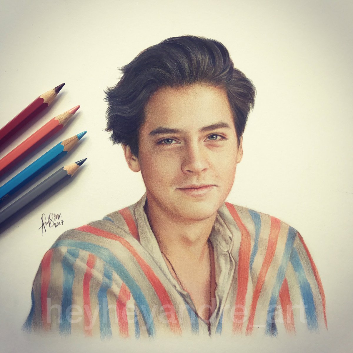 Cole Sprouse, drawn with colored pencils! pls rt!! @colesprouse.