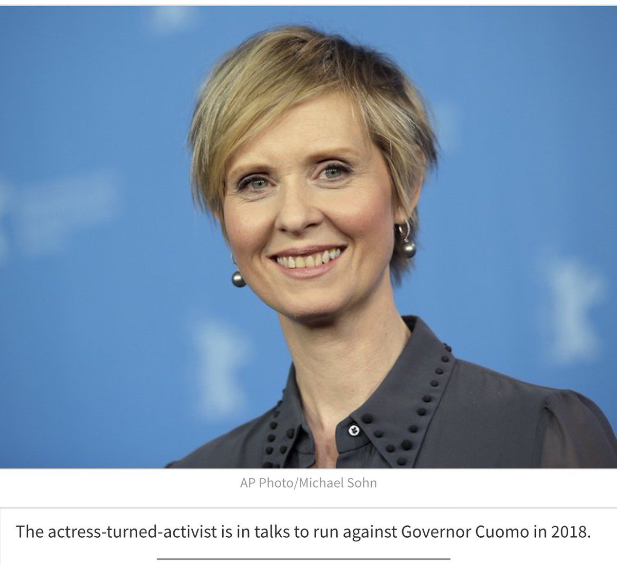 RobAndWil's tweet photo. Miranda trying one up Mayor Steve -'Sex and the City Icon Cynthia Nixon Could Be New York's Next Governor'- https://t.co/C5lwRANhvD #TWIOAT https://t.co/vNZqZxcvCr